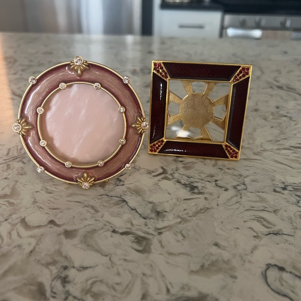Set of 2 Jay Strongwater Pink and Red Picture Frames